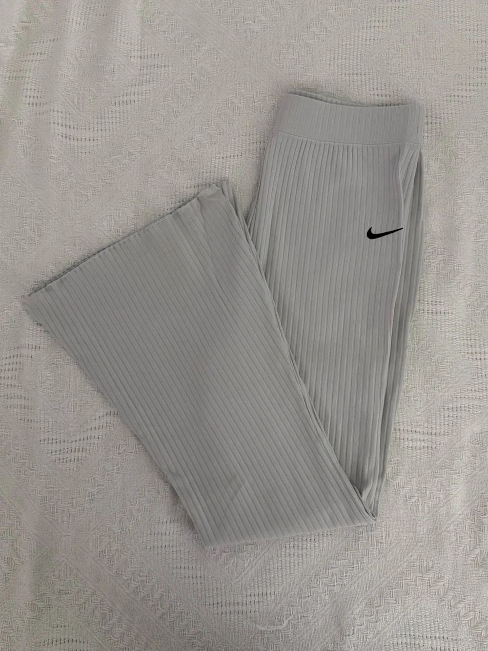 Nike Light Gray Ribbed Flared Pants